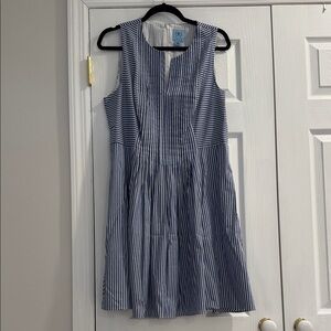 Cece 98% Cotton Fully Lined Like New Blue and White Stripe Dress Size 14